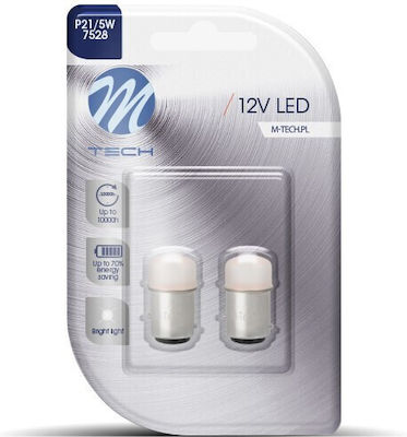 M-Tech Lămpi Autoturismului P21/5W-BAY15D-1157 LED Roșu 12V 5W