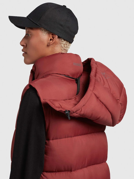 Women's Long Puffer Jacket for Winter with Hood Madder Brown