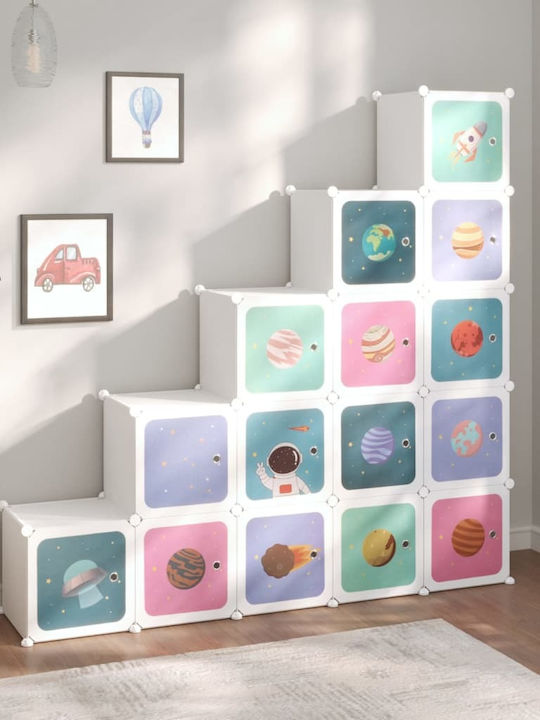 vidaXL Toy Storage System made of Plastic White 15pcs