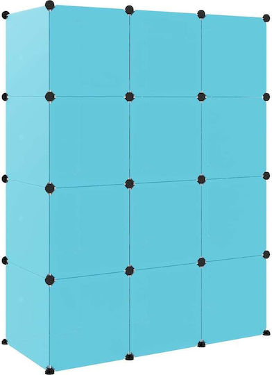 vidaXL Spielzeug Aufbewahrungssystem aus Kunststoff Blau 110x46.5x144cm 12Stück