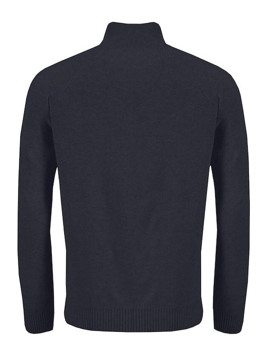 Fynch Hatton Men's Long Sleeve Sweater with Zipper Navy Blue