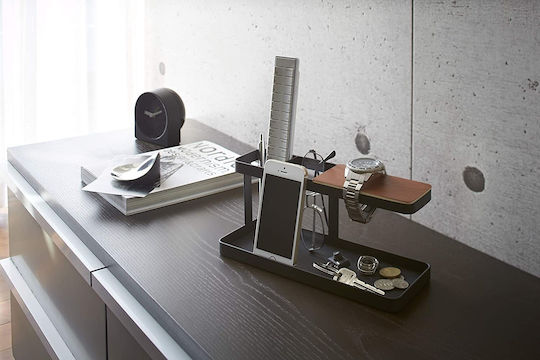 Wooden Desk Organizer Tower BK in Black Color 1pcs 24.5x9.7x11.3cm