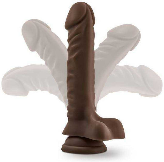 Dr. Skin Plus Posable Glass Dildo with Balls and Suction Cup Chocolate 23cm