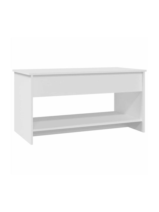 Rectangular Central Wooden Coffee Table with Lifting Mechanism White M102xW50xH52.5cm