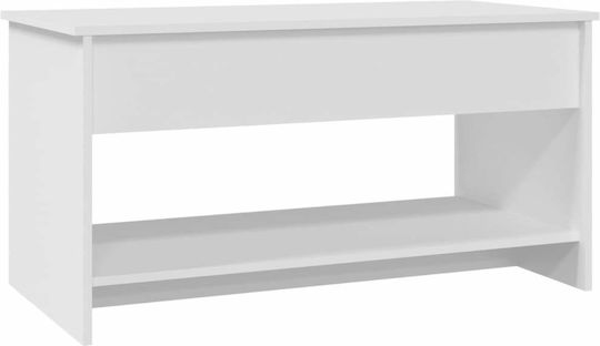 Rectangular Central Wooden Coffee Table with Lifting Mechanism White M102xW50xH52.5cm