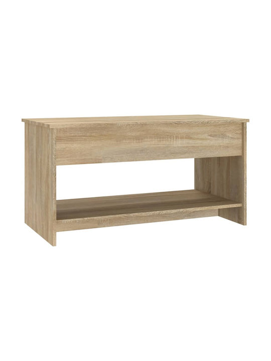Rectangular Central Wooden Coffee Table with Lifting Mechanism Beige M102xW50xH52.5cm