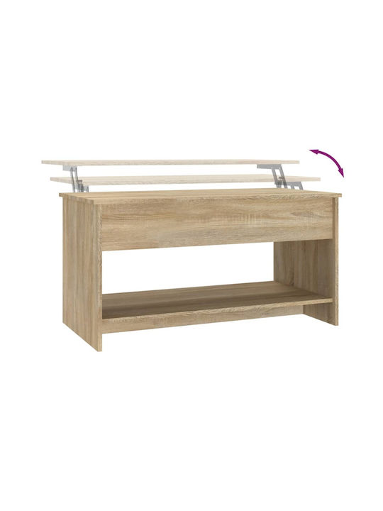 Rectangular Central Wooden Coffee Table with Lifting Mechanism Beige M102xW50xH52.5cm