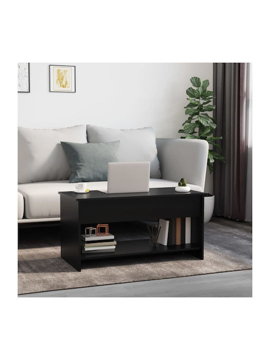 Rectangular Central Wooden Coffee Table with Lifting Mechanism Black M102xW50xH52.5cm