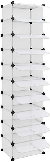 Kunststoff Schuhorganisatoren mit 10 Regalen Transparent M44xP32xH174cm