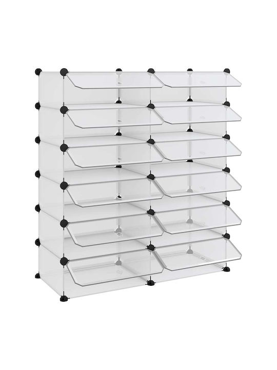 Plastic Shoe Organizer with 12 Shelves 94.5x36.5x106cm