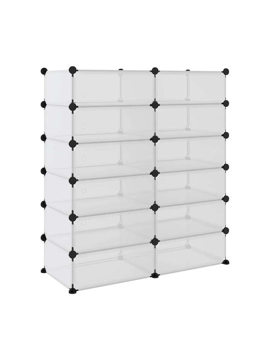 Plastic Shoe Organizer with 12 Shelves 94.5x36.5x106cm