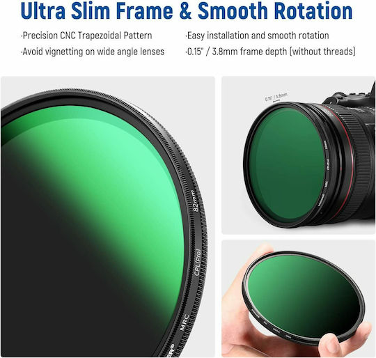 Neewer Ultra Slim Филтър CPL / HD с диаметър 82мм за фотоапаратни обективи