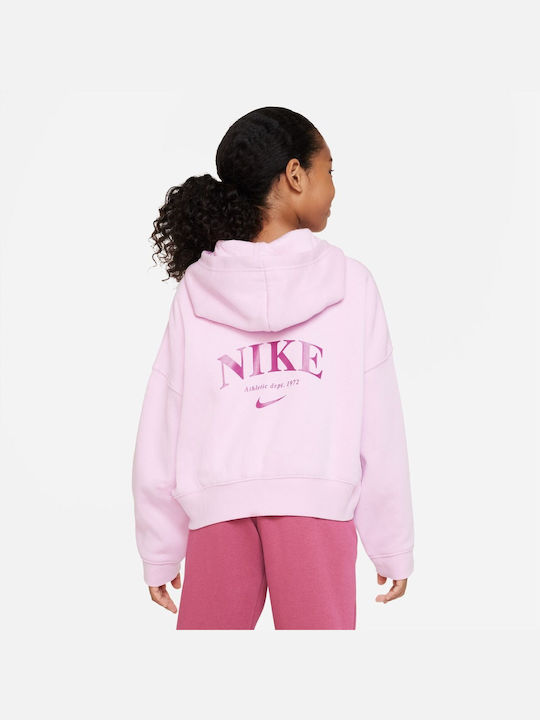 Nike Αθλητική Παιδική Ζακέτα Φούτερ Fleece με Κουκούλα Ροζ