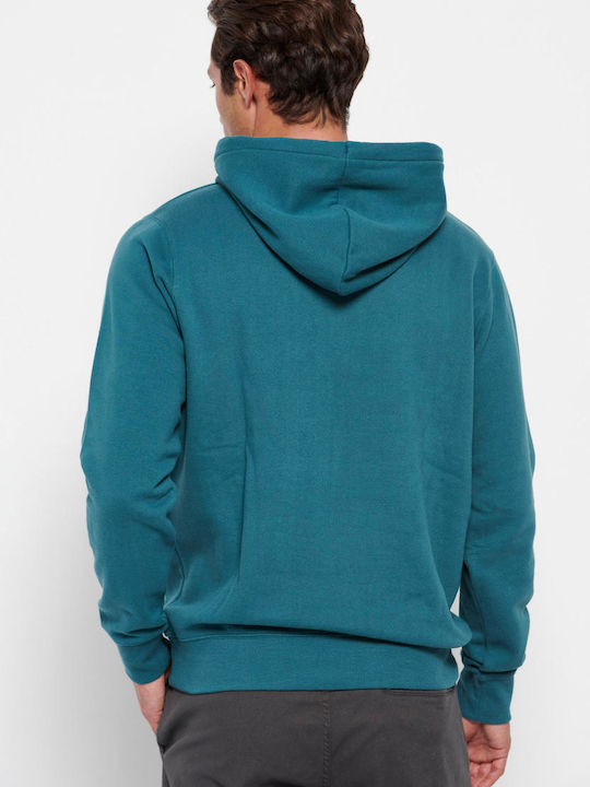 Funky Buddha Men's Sweatshirt with Hood & Pockets Ocean Green