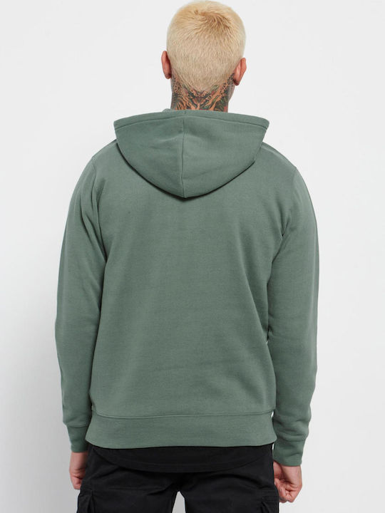 Funky Buddha Herren Sweatshirt mit Kapuze und Taschen Olive Green