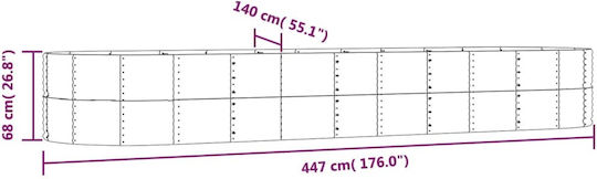 vidaXL Ζαρντινιέρα Μεταλλική Γκρι 447x140x68εκ.