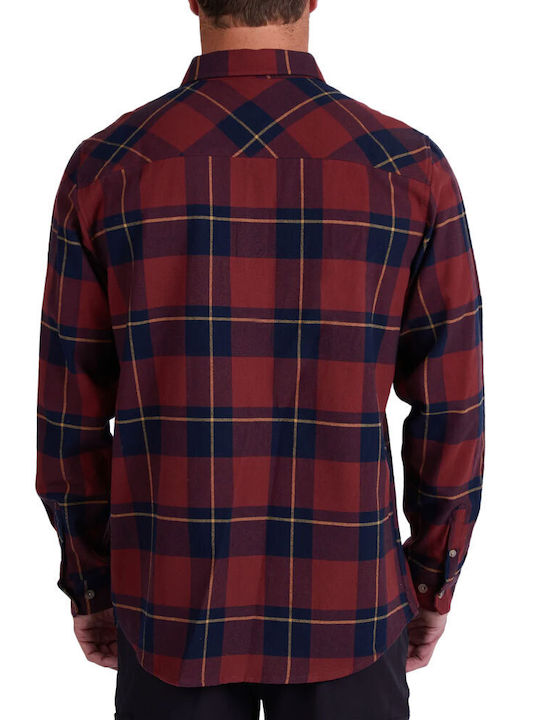 Salty Crew Men's Shirt Long Sleeve Flannel Checked Red