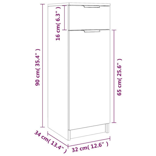 vidaXL Bathroom Cabinet L32xW34xH90cm Gray