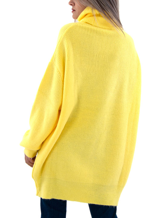 Tailor Made Knitwear Μακρυμάνικο Γυναικείο Πουλόβερ με Ζιβάγκο Κίτρινο