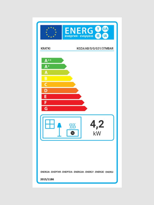 Kratki Șemineu cu inserție Gaz 4.2kW Drept cu ușă fixă