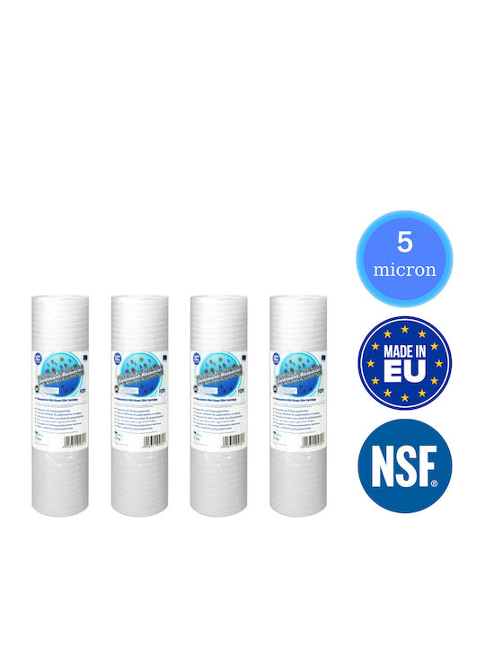 Aqua Filter Ανταλλακτικό Φίλτρο Νερού Κεντρικής Παροχής από Πολυπροπυλένιο 10" FCPS5 5 μm 4τμχ