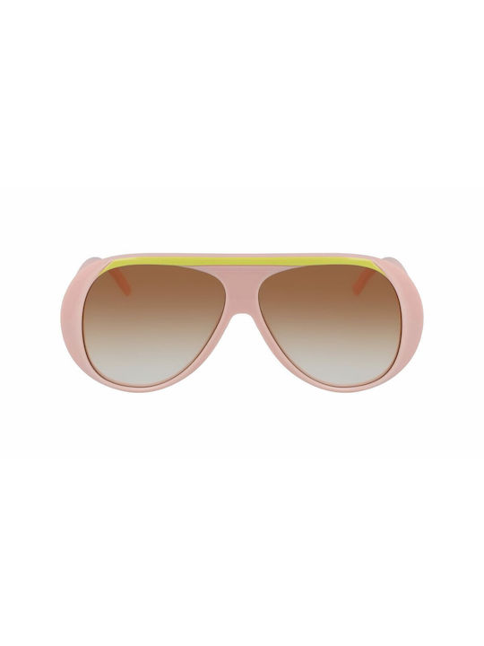 Longchamp Women's Sunglasses with Pink Plastic Frame and Brown Gradient Lens LO664S 601