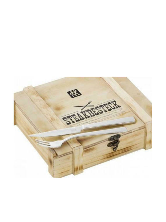 Zwilling J.A. Henckels Steak Cutlery Σετ Μαχαιροπίρουνα Ασημί 12τμχ