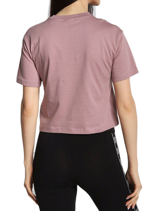 Guess Women's Summer Crop Top Cotton Short Sleeve Dark Pink
