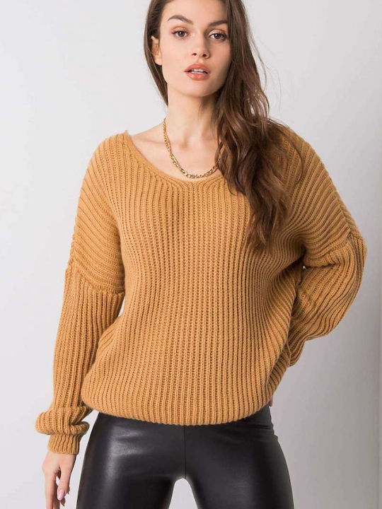 Och Bella BI-19710 Damen Langarm Pullover Camel 159792