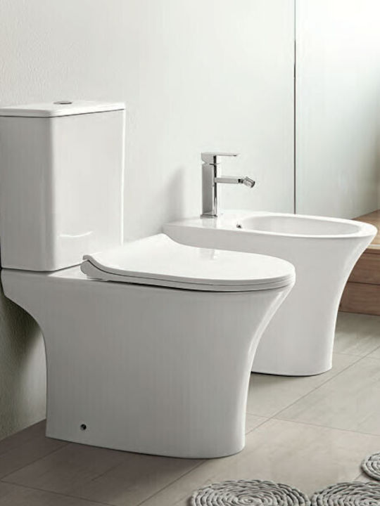 Ceramita Viral Stehende Toilette Randlos mit Spülung mit Schlank Deckel Sanftes Schließen Weiße