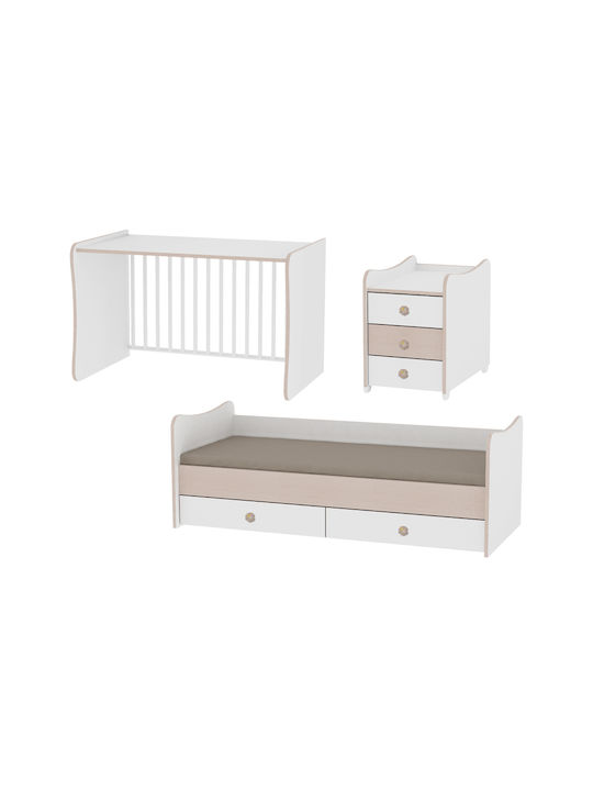Lorelli Κούνια Πολυμορφική Maxi Plus White/String για Στρώμα 62x110cm