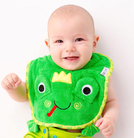Zoocchini Flippy The Frog Bib Fabric with Hoop & Loop Fastener Green for 6 m+