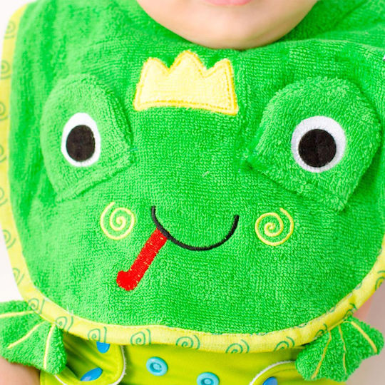 Zoocchini Flippy The Frog Bib Fabric with Hoop & Loop Fastener Green for 6 m+