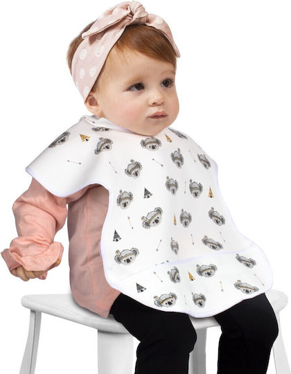 Sevi Bebe Koala Waterproof Bib Silicone with Hoop & Loop Fastener & Pocket White