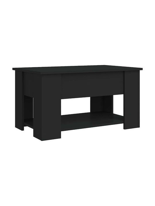vidaXL Rechteckiges Zentral Kaffeetisch Aus Holz Mit Rädern Glänzend Schwarz M79xB49xH41cm