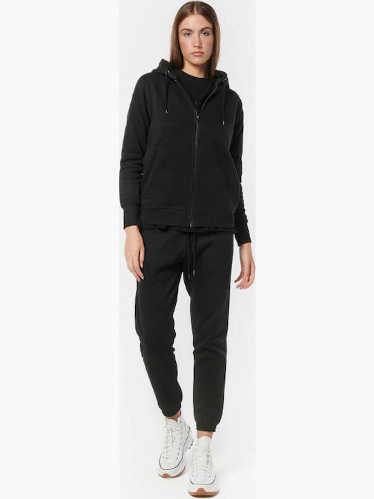 Women's Sweatshirt Jacket Hooded Black