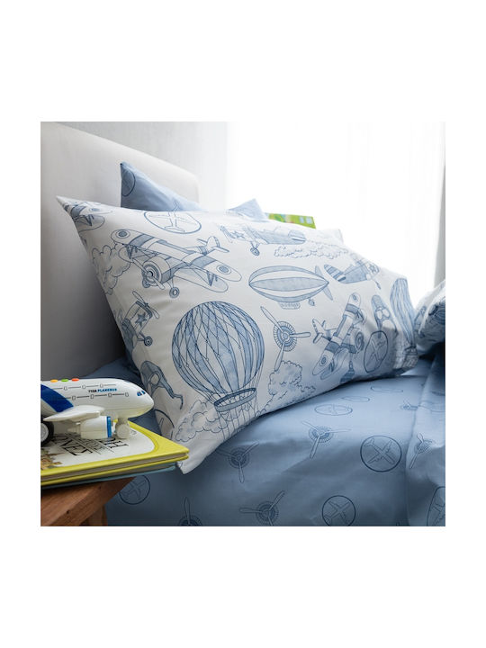 Vesta Home Sheet Set Single Cotton Retro Light Blue 170x260cm 3pcs