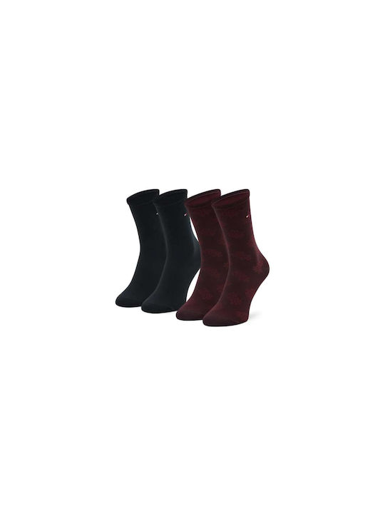 Tommy Hilfiger Damen Socken Black / Bordeaux 2Pack