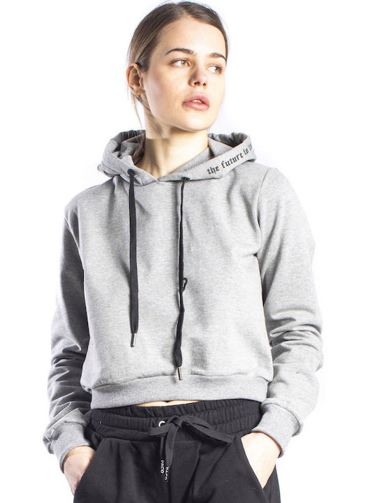 2287850 Cropped Women's Sweatshirt Hooded Gray 2287850