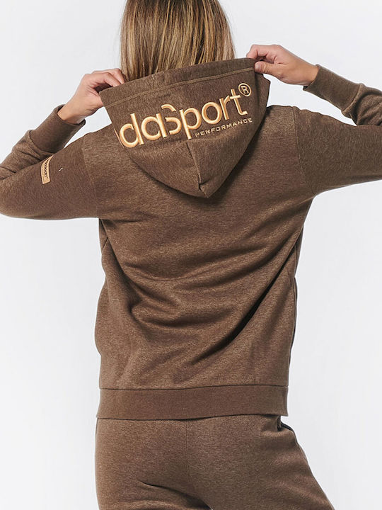 Women's Sweatshirt Jacket Hooded Brown