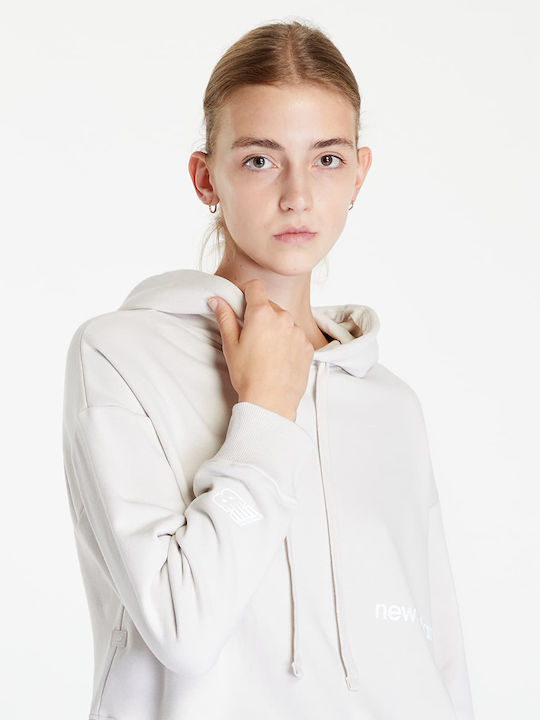 Essentials Cropped Γυναικείο Φούτερ με Κουκούλα Μπεζ