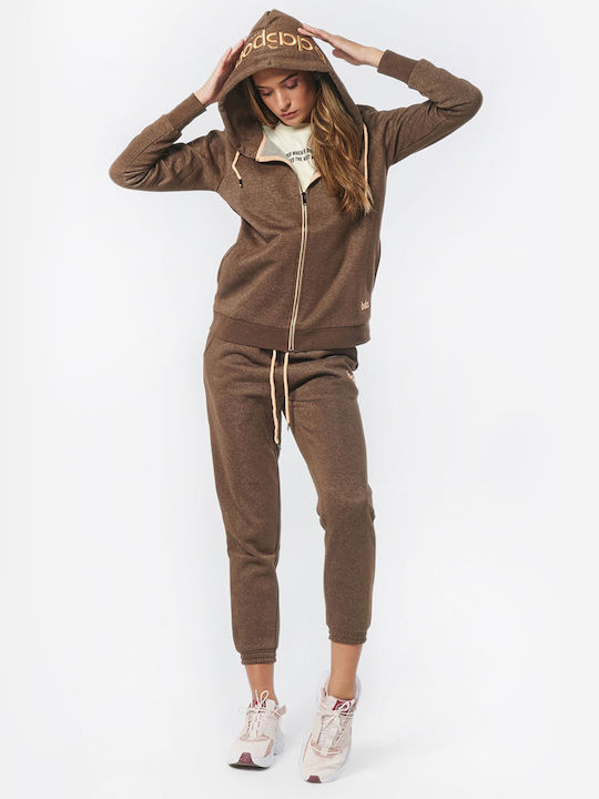 Women's Sweatshirt Jacket Hooded Brown