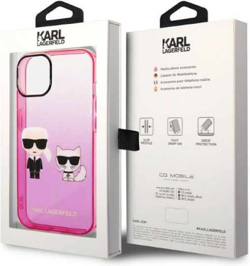 Karl Lagerfeld Ikonik Karl & Choupette Back Cover Πλαστικό Pink Gradient (iPhone 14 Plus)