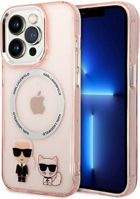 Karl Lagerfeld Karl & Choupette Magsafe Umschlag Rückseite Silikon Rosa (iPhone 14 Pro Max) KLHMP14XHKCP