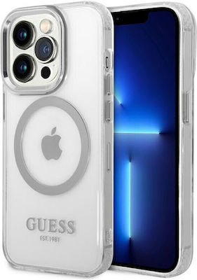 Guess Metal Outline Back Cover Σιλικόνης Silver / Clear (iPhone 14 Pro Max)