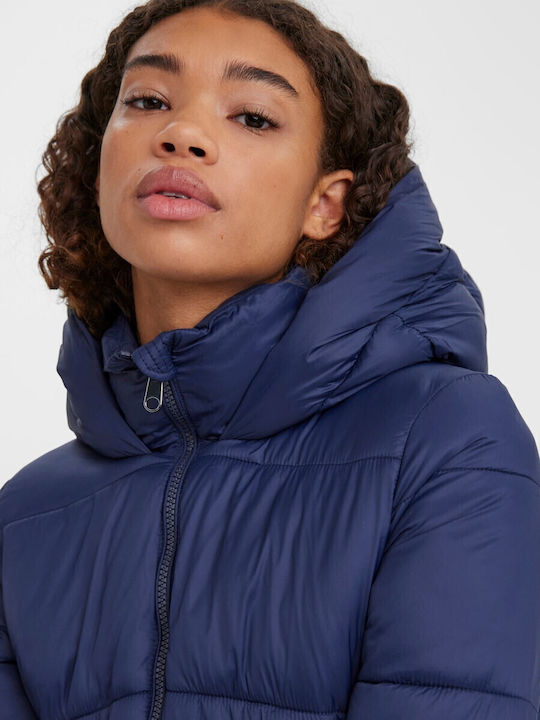 Kurz Damen Puffer Jacke für Winter Marineblau