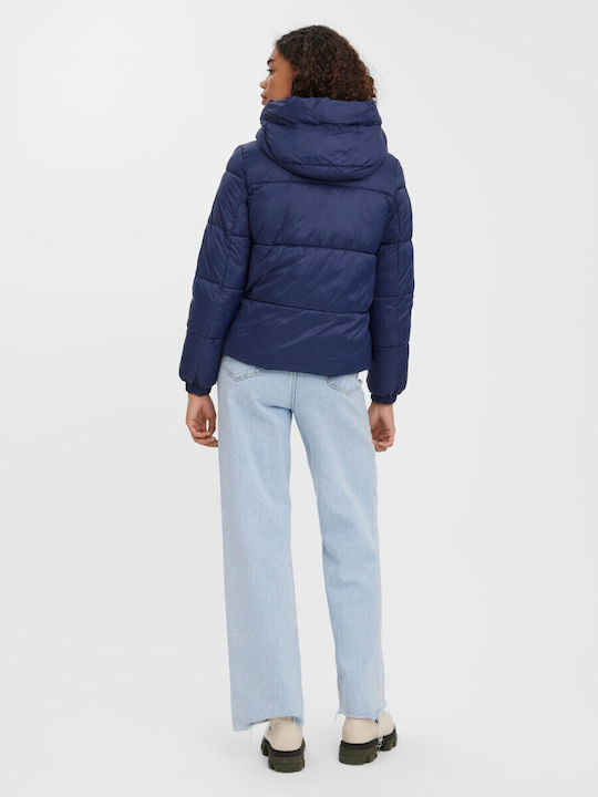 Kurz Damen Puffer Jacke für Winter Marineblau