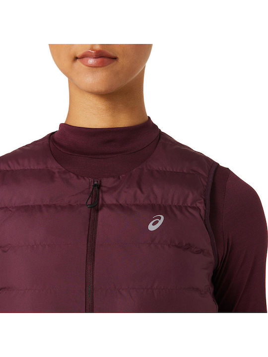 Kurz Damen Ärmellos Puffer Jacke für Winter Burgundisch
