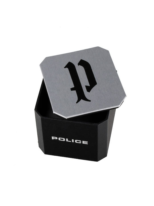 Police Watch Battery with Black Leather Strap