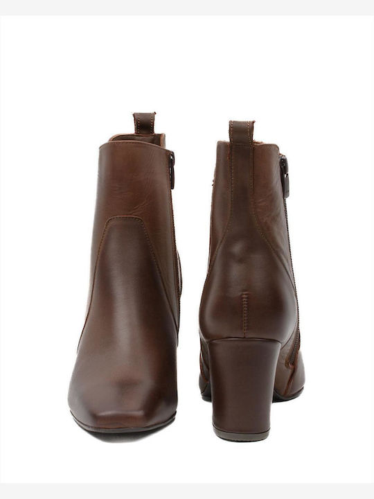Leather Women's Ankle Boots Tabac Brown